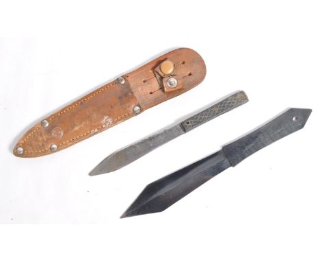 Two WWII Second World War related commando style throwing daggers. The first being a ' Fagan ' Sheffield made small throwing 