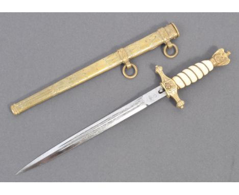 A WWII Second World War German Nazi third Reich standard issue Kriegsmarine Navy Naval officers dress dagger. The hilt having