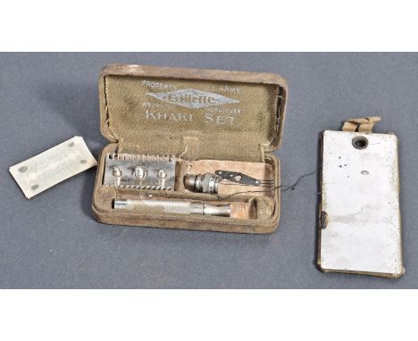 An original WWII Second World War US Army American OSS (Office Of Strategic Services) issued ' hidden compass ' razor set. Th