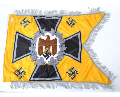 A Post World War II Second World War Third Reich German Army Nazi Party reenactment flag on a golden yellow ground featuring 