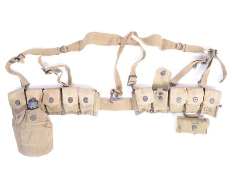 An impressive WWII Second World War dated set of US Army infantry uniform webbing / belt. The belt complete, with many pieces