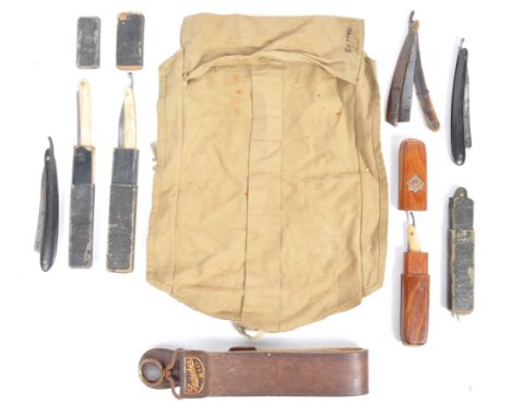 A collection of assorted WWI First World War and WWII Second World War period soldier's shaving items - to include several cu