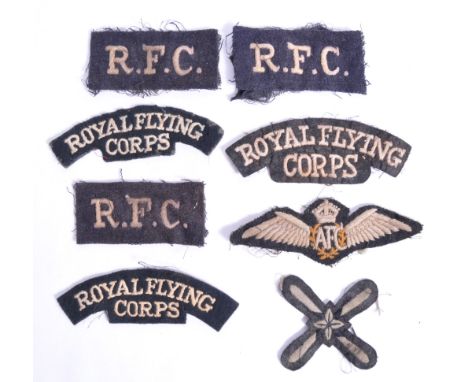 A good collection of x8 original WWI First World War era RFC Royal Flying Corps cloth uniform patches. One being a rare Austr