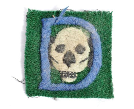 A scarce original WWII Second World War No.3 Commando D Troop uniform cloth patch. The small patch of square form, featuring 