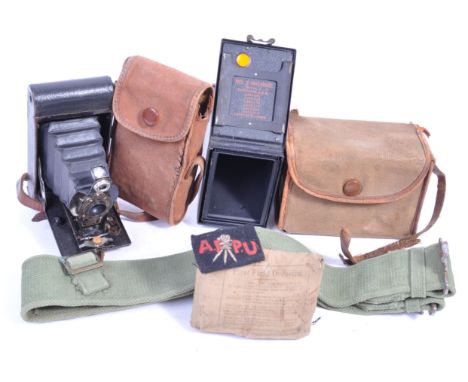 A collection of WWII Second World War items relating to the AFPU ( Army Film &amp; Photographic Unit ) including a rare cloth