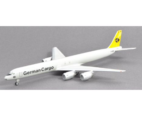 A Jetwings made precision diecast model ' German Cargo ' Super DC8. Appears mind and unused, still within its original polyst