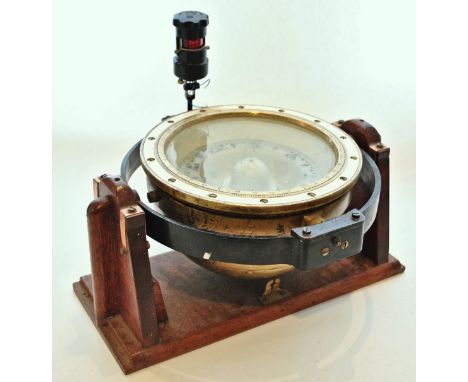 A 20th Century H. Hughes &amp; Sons London Maritime Nautical Ships compass binnacle having a teak wood constructed stand, ste