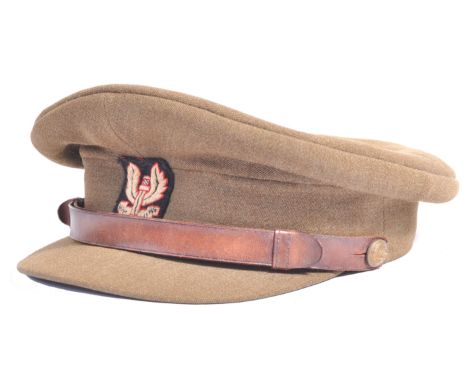 A rare original WWII Second World War SAS Officer's peaked uniform ' crusher ' cap. The cap with makers marks to inside, reta