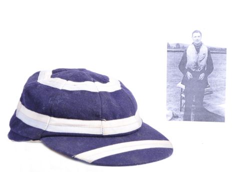 WWII RAF 87 Squadron Interest - a rare early-mid 20th century ' Cricket ' style cap, as owned by Wing Commander John Scatliff