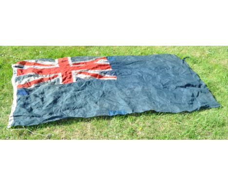 A large and impressive believed WWII Second World War era British Royal Navy ensign flag. The seam named for a W. R. Carefiel