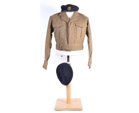 A post-WWII Second World War REME Royal Electrical &amp; Mechanical Engineers uniform set, comprising; a 1949 Pattern battled