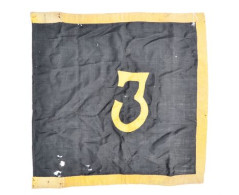 An incredible rare and original WWII Second World War D-Day related US Army ' 3rd Armoured Division ' tank unit flag. Black, 