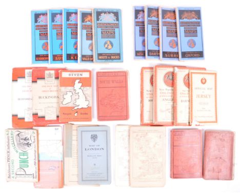 A good collection of vintage pre-WWII Second World War road maps of Great Britain and related places - including Jersey. Incl