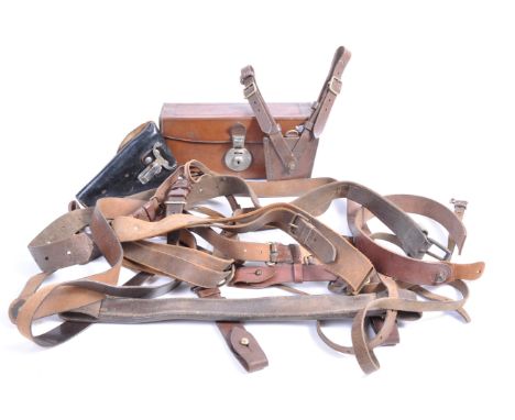 A collection of original WWI First World War British Army leather webbing and related items. All belonging to a Captain - one