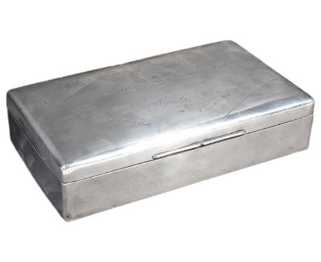 A rare and unique 1925 presentation hallmarked silver cigar box ' To B.K.C - From The British Officers Of The Camel Corps - O