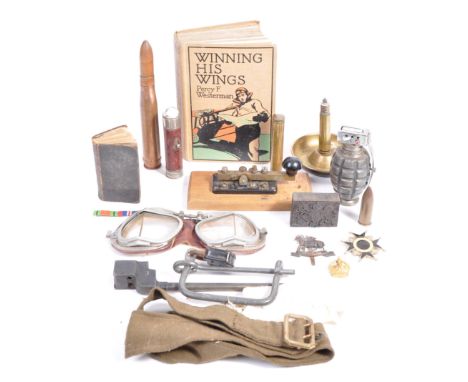 A collection of assorted WWII Second World War and related period military items, to include; a Pig Sticker rifle bayonet, a 