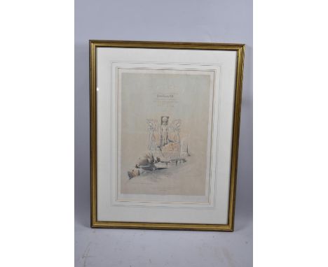 A Framed Lithograph Book Frontispiece, "Egypt and Nubia from Drawings Made on the Spot by David Roberts RA...Vol I", 55x38cm 