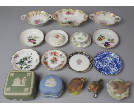 A Collection of Various Ceramics to Include Two Pieces of Wedgwood Jasperware, Two Royal Albert Floral Decorated Two Handled 