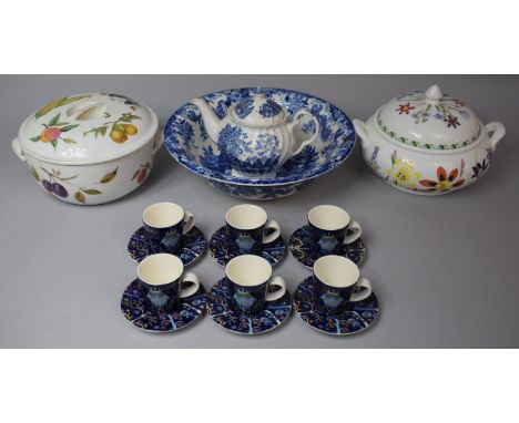 A Collection of Various Ceramics to Comprise Blue and White Transfer Printed Bowl Set of Iittala Owl Pattern Coffee Cans and 