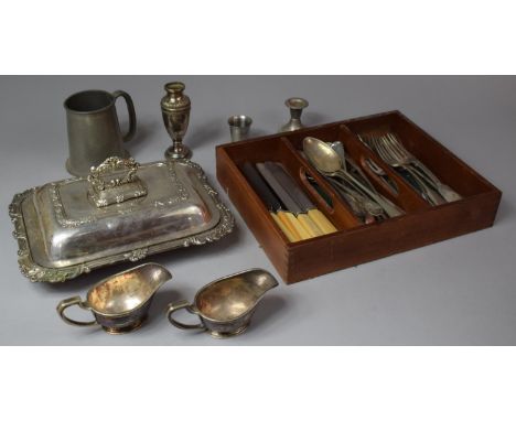 A Collection of Various Silver Plated Tablewares and Flatware to Comprise Lidded Entree Dish, Various Cutlery etc 