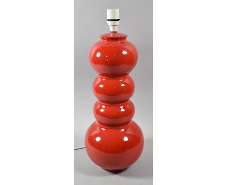 A Mid/Late 20th Century Ceramic Bobbin Shaped Table Lamp Base, 49cm high 