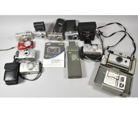 A Collection of Various Late 20th Century Cameras, Psion Organiser, Polaroid 103 etc 