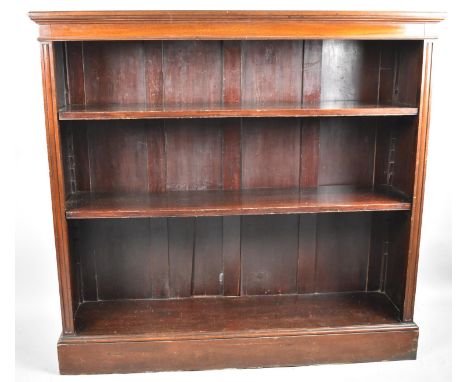 An Edwardian Mahogany Two Shelf Open Bookcase On Plinth Base, 121cm wide 