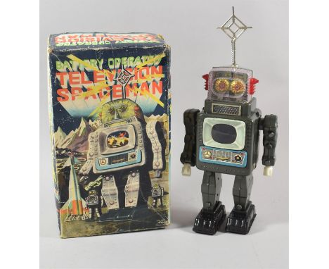 A 1960's Battery Operated Television Spaceman Robot in Original Cardboard Box, Good Clean Condition 