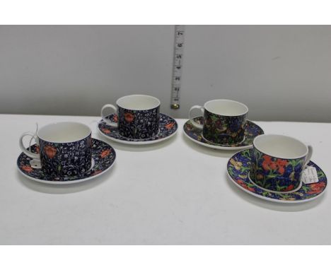 A set of four Dunoon William Morris inspired coffee cups &amp; saucers 