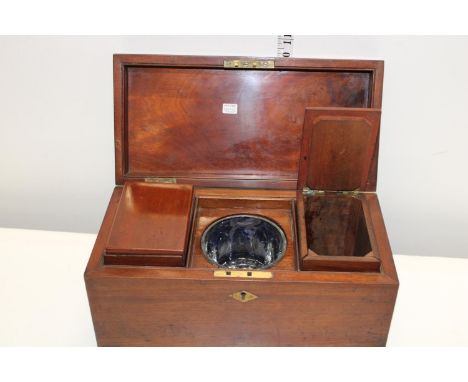A nice quality mid Victorian tea caddy in mahogany 