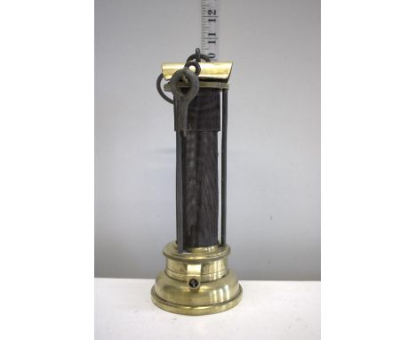 A early Davy colliery miners lamp with key 