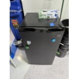 (Lot) Mini Fridge, Asst. Stools, Dewalt Wet Dry Vac, (3) Asst. Wire Racks, Plastic Cart, and Growing