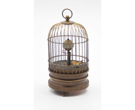 A reproduction birdcage automata clock, h.14cm