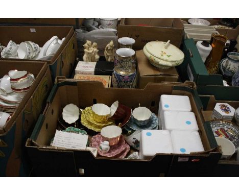Two boxes of ceramics and other items, to include a Royal Stuart six-place tea service