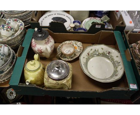 A collection of Doulton ceramics, to include a Doulton Burslem chamberstick and a Doulton Burslem pewter lidded teapot
