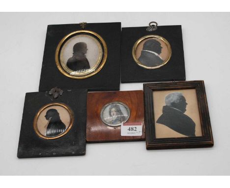English School, 19th century, miniature silhouette reverse on glass portrait of a military gentleman in profile, within eboni