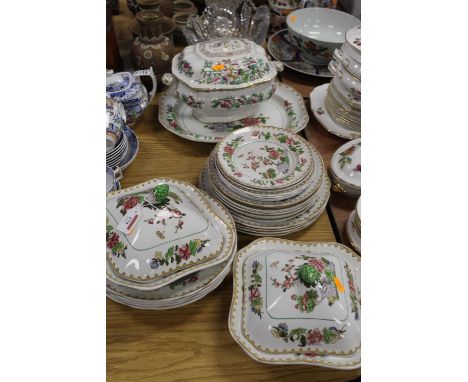 A Copeland Spode dinner service decorated with roses to include three tureens and a meat dish