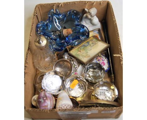 A collection of miscellaneous items, to include cut glass Angostura Bitters bottle, decanters, glass door furniture, trinket 