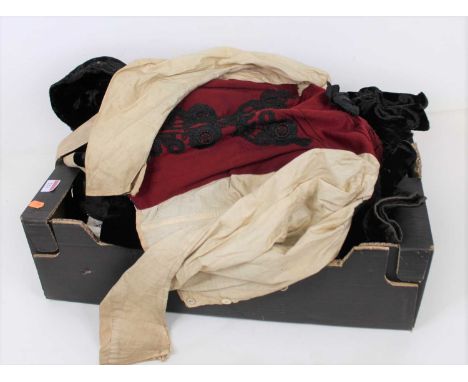 A box of Victorian and Edwardian clothing, to include various costumes including Taunton, Alfred Lewis &amp; Son etcCondition