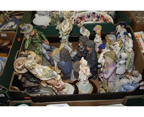 A box of various ceramic figures, to include Guiseppe Armani 