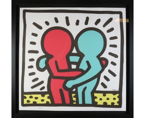 Keith Haring.&nbsp;No.&nbsp;15/200.&nbsp;Couple in love.&nbsp;Lithograph on paper.&nbsp;Dimensions: H 90 x W 90 cm.&nbsp;In g