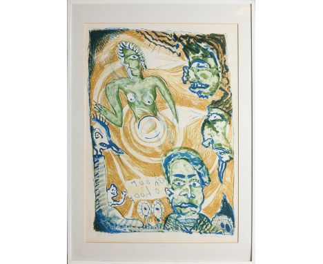 Lucebert.&nbsp;1924 - 1994. Presentation with six figures.&nbsp;No.&nbsp;23/100.&nbsp;Lithograph on paper.&nbsp;Dimensions: H