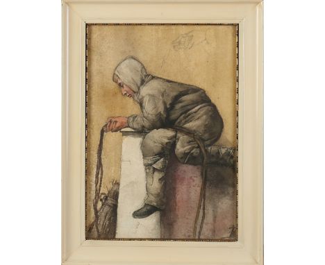Bertha Valkenburg.&nbsp;1862 - 1924. Chimney sweep.&nbsp;Watercolor on paper.&nbsp;Dimensions: H 32 x W 23 cm.&nbsp;In good c