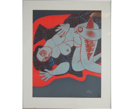 Guilliaume Corneille.&nbsp;1982. 1922 - 2010. La Femme au kimono.&nbsp;No.&nbsp;73/75.&nbsp;Lithograph on paper.&nbsp;Dimensi