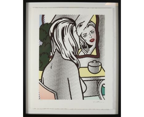 Roy Lichtenstein.&nbsp;No.&nbsp;21/199.&nbsp;With watermark.&nbsp;Woman in front of mirror.&nbsp;Lithograph on paper.&nbsp;Di