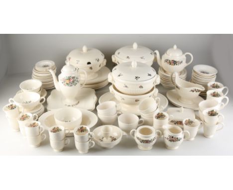 Very large lot of English Wedgwood ceramic tableware.&nbsp;Decor Conway with flowers.&nbsp;Three boxes full.&nbsp;Second half