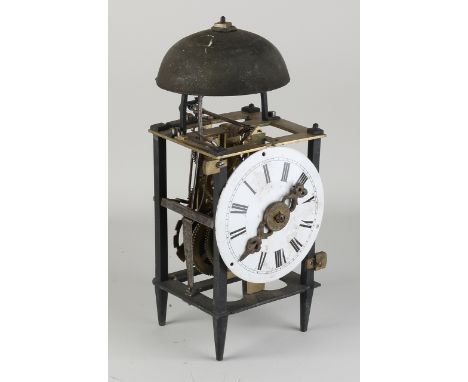 Antique French lantern clock movement with anchor escapement.&nbsp;With percussion.&nbsp;19th century.&nbsp;Function not test