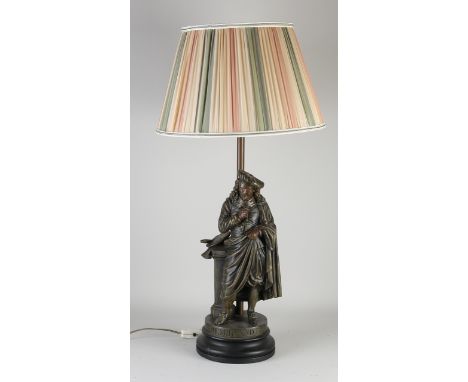 Decorative composition metal table lamp with Rembrandt van Rijn.&nbsp;Second half of the 20th century.&nbsp;Dimensions: H 68 