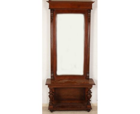 German walnut hall mirror with console.&nbsp;Circa 1880. Gründerzeit.&nbsp;Dimensions: 178 x 80 x 32 cm.&nbsp;In good conditi