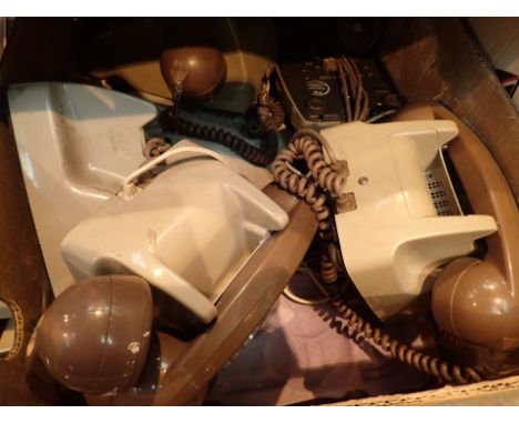 Two boxes of BT Rotary telephones and parts 